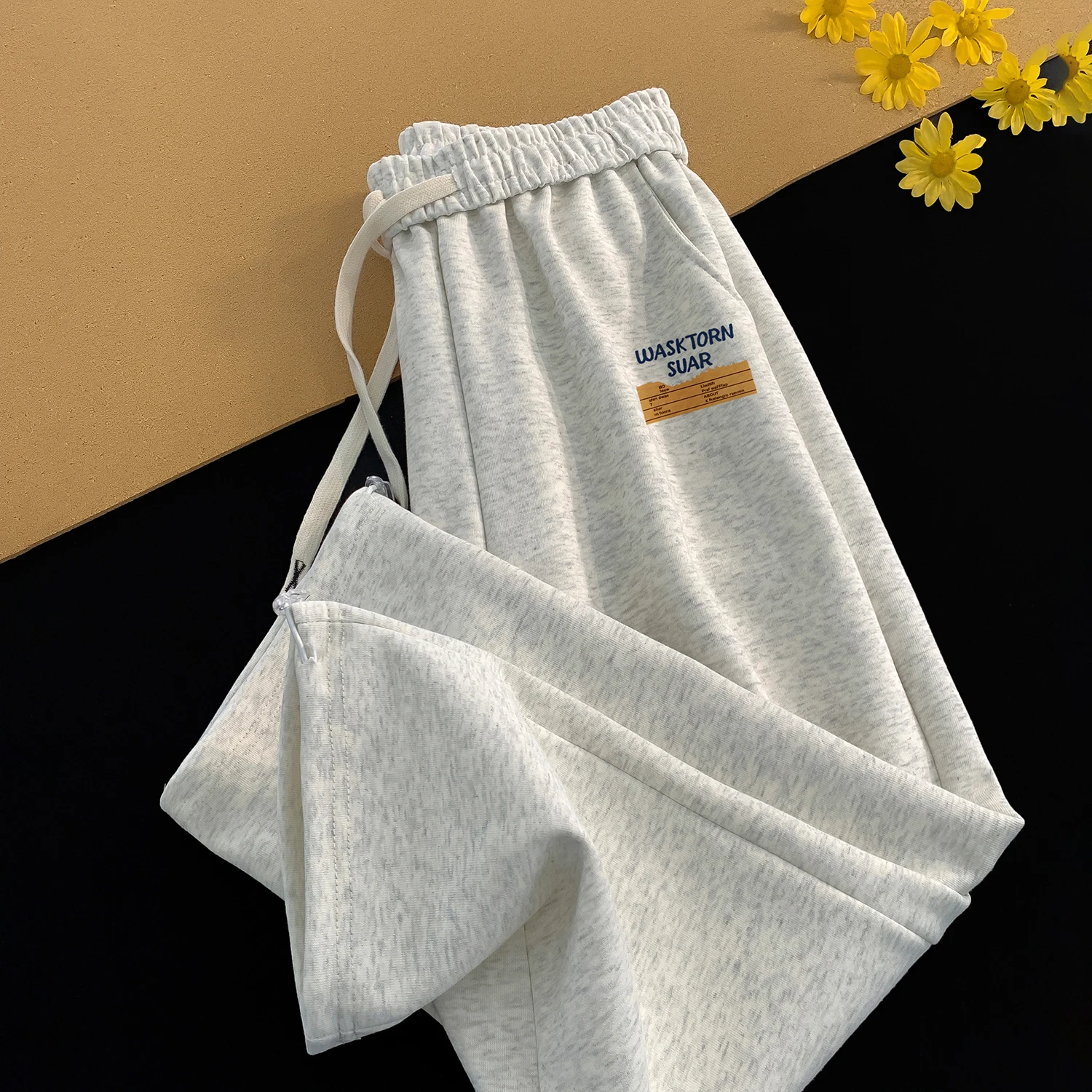 Меланжево-серые спортивные штаны мужские осенние новые молодежные брюки с