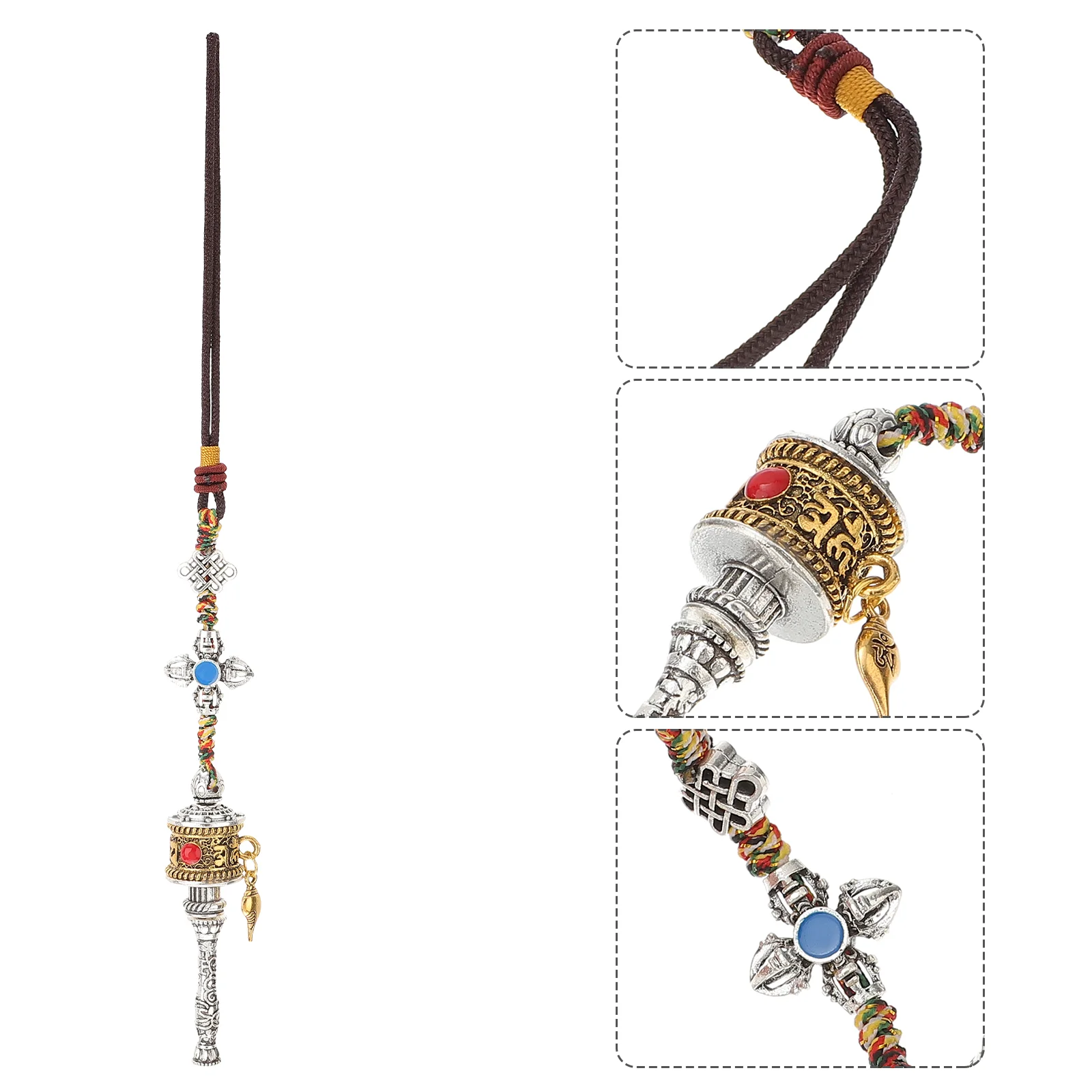 

Pendantshui Feng Keychain Car Rearview Amulet Charm Ornament Hanging Dorje Phurba Wheel Prayer Tibetan Necklace Vajra Padme Mani