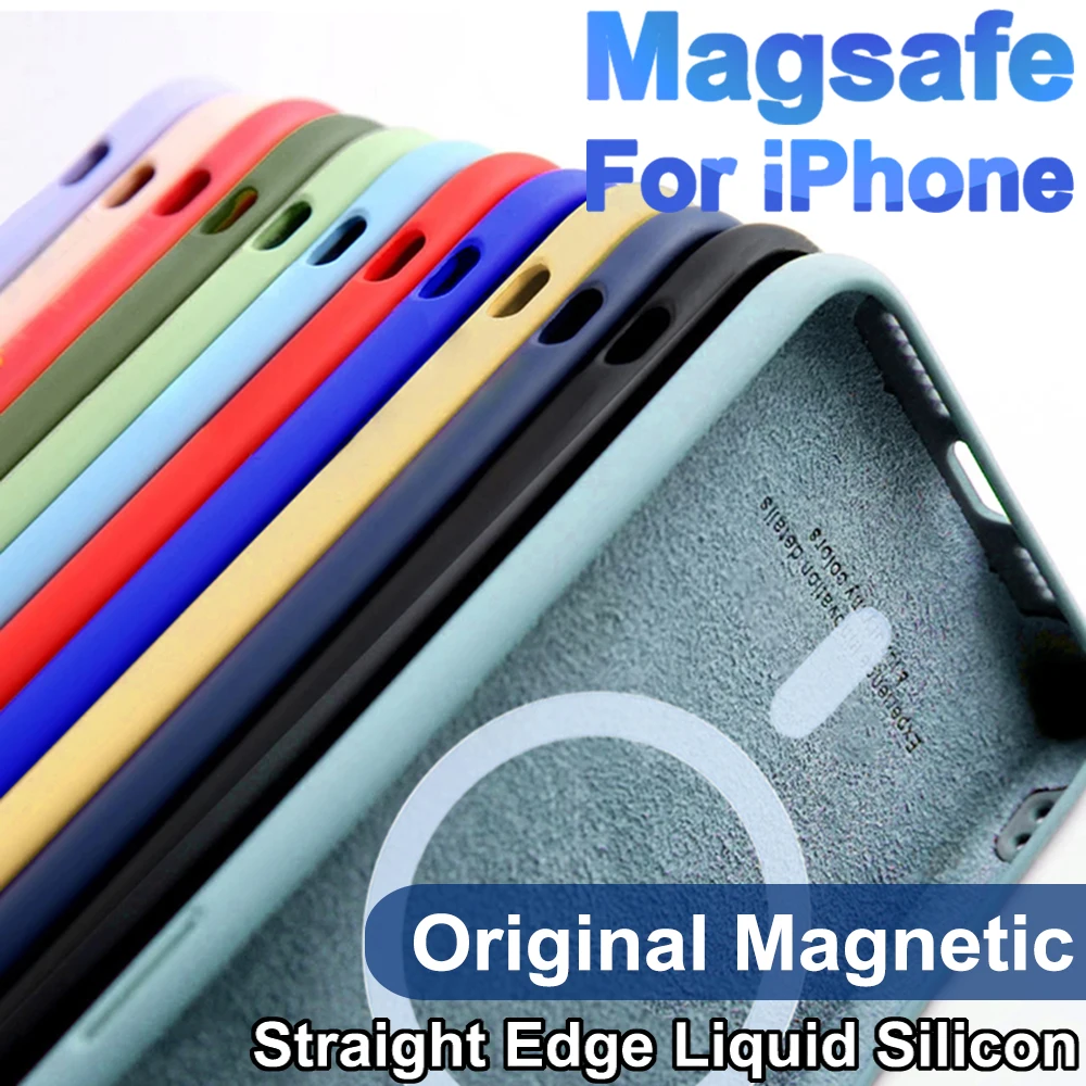 Original Liquid Silicone Cover For Apple Magsafe Case Iphone 11 12 13 14 Pro Max Mini 7 8 14 Plus X Xr Xs Se 2020 Clear Magnetic