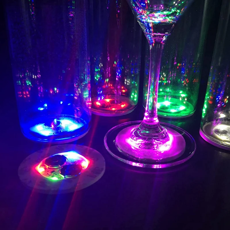Продвижение! 25 штук светодиодных подставок LED Coaster круглые флэш-кружки для вина, ликера и напитков на вечеринках в баре.