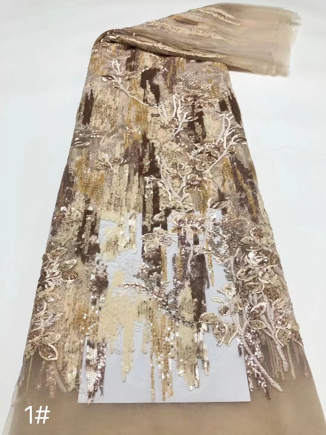 2024 Высококачественная африканская сетка с блестками кружевная ткань