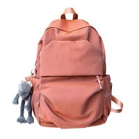 new solid color womens waterproof nylon backpack simple school bag for teenage girl shoulder travel bag school book backpacks
