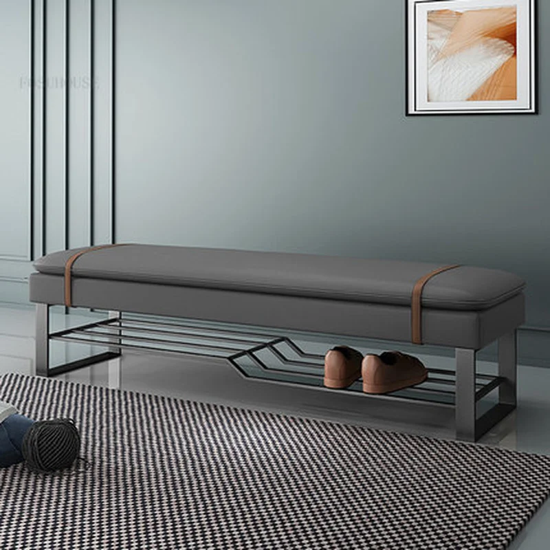 

Modern Minimalist Office Front Desk Long Ottomans Creative Hallway Porch Shoe Changing Stools Designer Bedroom Sofa Vanity Bench