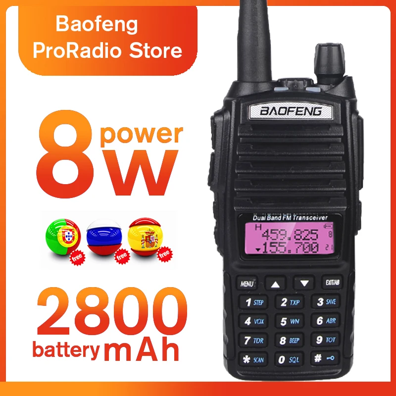 

Power 8W Walkie Talkie BaoFeng UV-82 Dual Band UV82 Two Way Radio 136-174/400-520MHz FM Transceiver For Hunting With Headphones