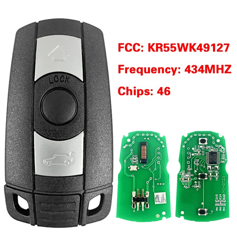 Фото CN006027 Послепродажный 3-кнопочный смарт-брелок 434 МГц PCF7945 Чип KR55WK49127 Для BMW 3 5 серии X1 X6 Z4 E60 E70 E71 E91 E92 CAS3 №1