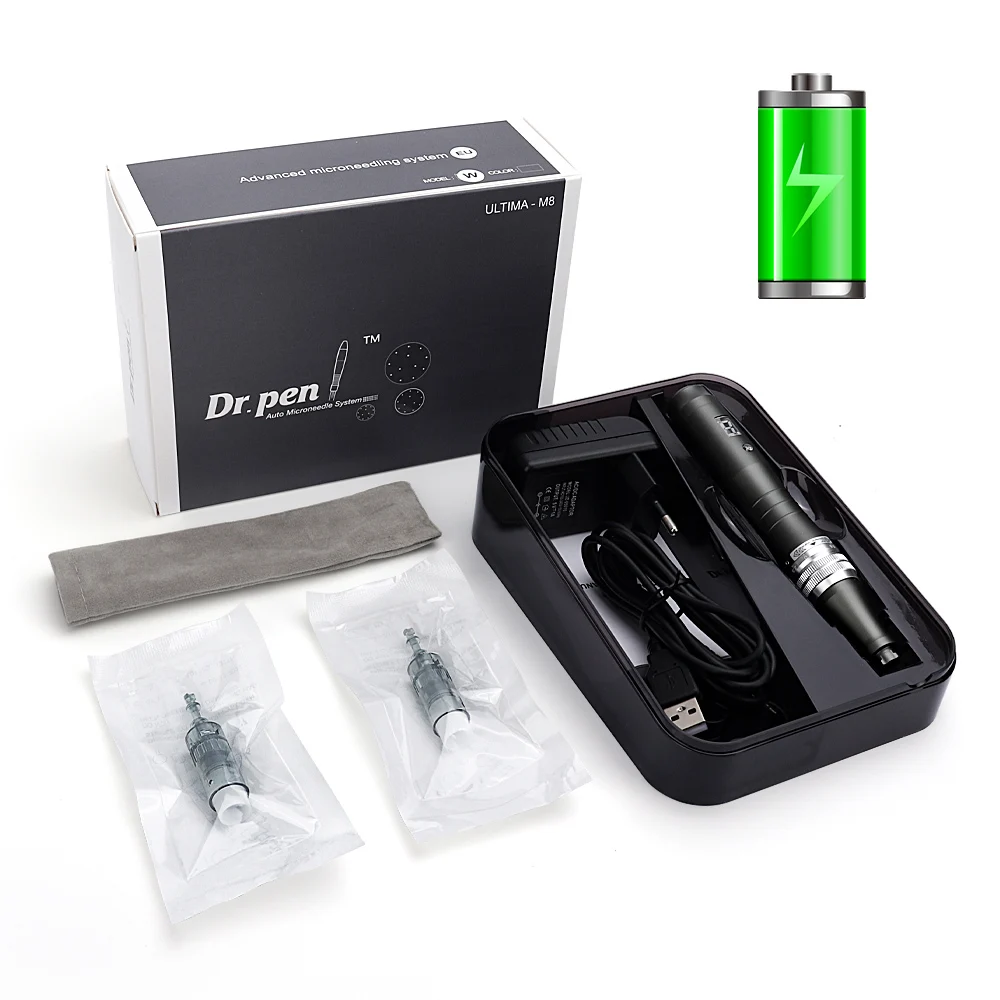 Dr pen Ultima M8 With 2 pcs Cartridges Wired/Wireless Derma Pen Skin Care Kit Microneedle Home Use Beauty Machine