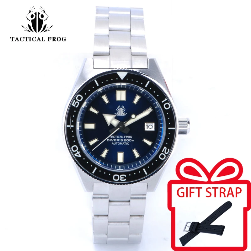 

Tactical Frog Mens Diver Watches 62Mas Automatic Mechanical Wristwatch Dive 200M Waterproof Luminous Sapphire NH35 Ceramic Bezel