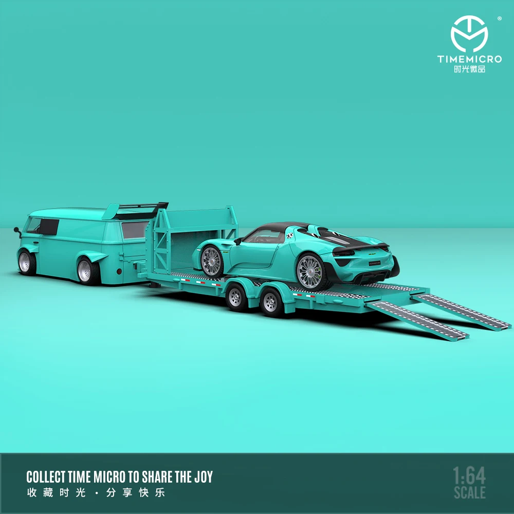 TimeMicro1:64 T1 918 Tiffany Blue Прицеп из сплава Коллекция моделей автомобилей Подарочный