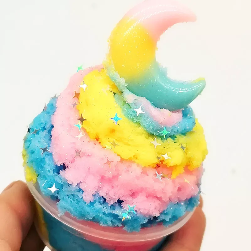 

60ml Cotton Candy Cloud Glitter Moon Slime Swirl Scented-clay Toy Diy Slime Supplies Fluffy Slime Clay Activator for Kids Toys