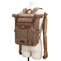 vintage canvas backpack for men women oil wax canvas leather travel backpack large waterproof daypack retro bagpack shoulder bag