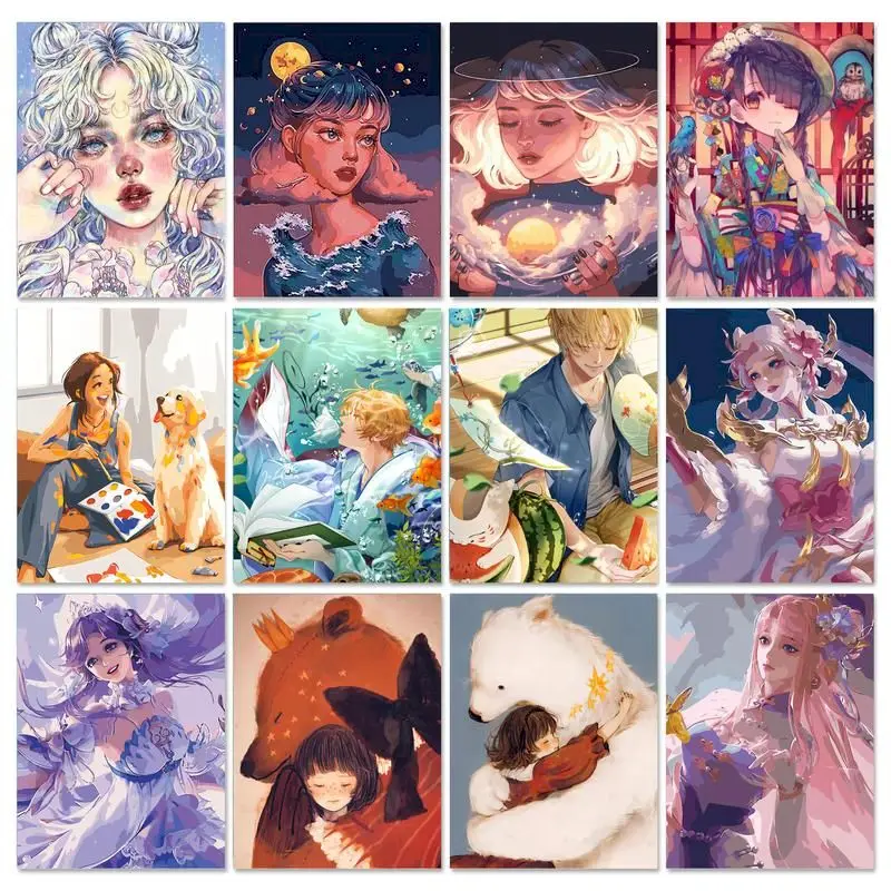 

GATYZTORY Painting By Numbers Anime Girl Handpainted On Canvas For Adults Kit Drawing Oil Picture Coloring By Number Figure Art