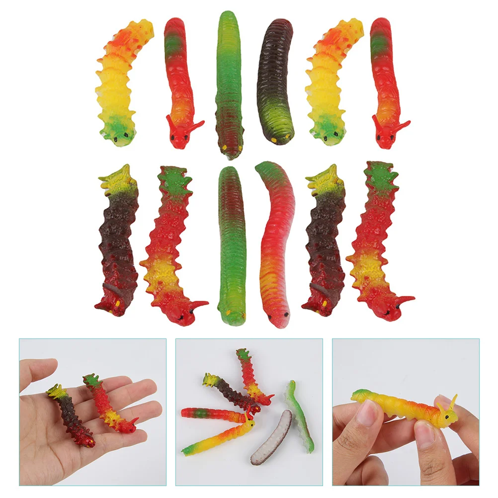 

12Pcs Simulation Worms Realistic Caterpillar Crawling Insect Trick Toys(Random Style)