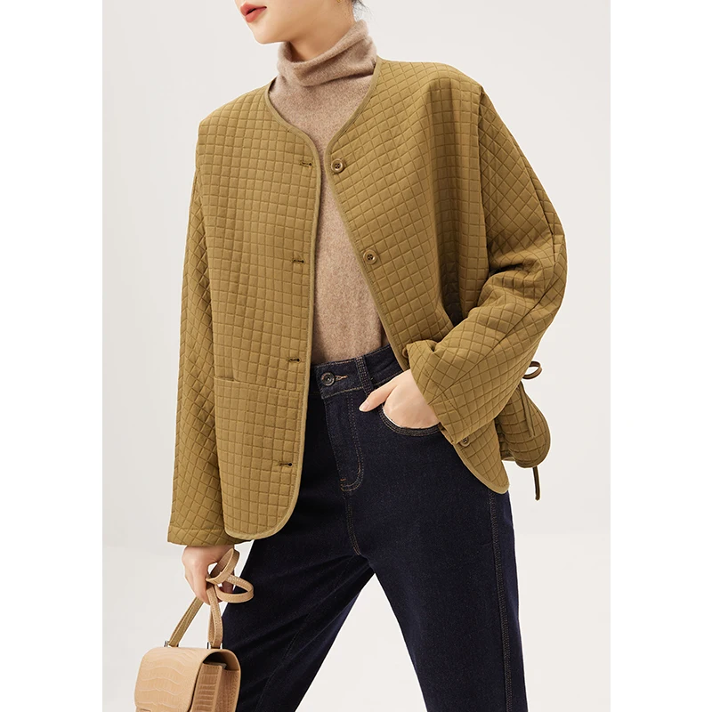

New Winter Women Coat Warm 2022 Plaid Casual Outerwear & Coats Plaid O-Neck Single Breasted Wide-waisted Coats Casaco Feminino