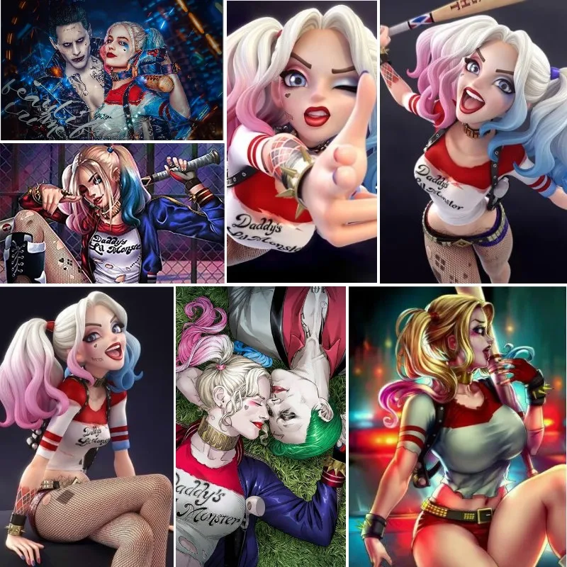 

5d «сделай сам», алмазная живопись, пленка, роли, Джокер, Харли, полная Алмазная вышивка, плакаты, настенные картины, декор для комнаты, подарк...