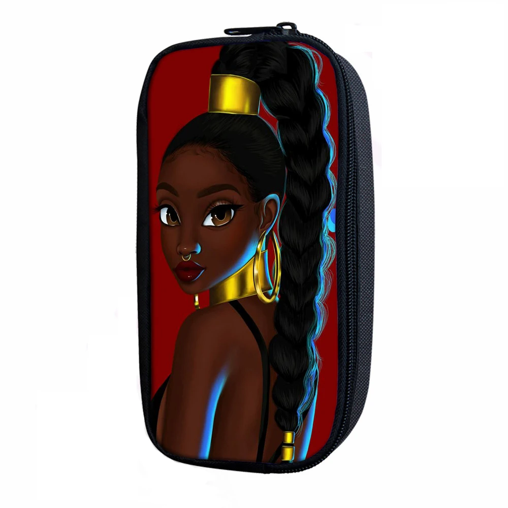 ADVOCATOR Cool African Girl Pencil Bag Cosmetic Bag for Students Pen Pouch Cases Zipper Children Travel Organizer Free Shipping