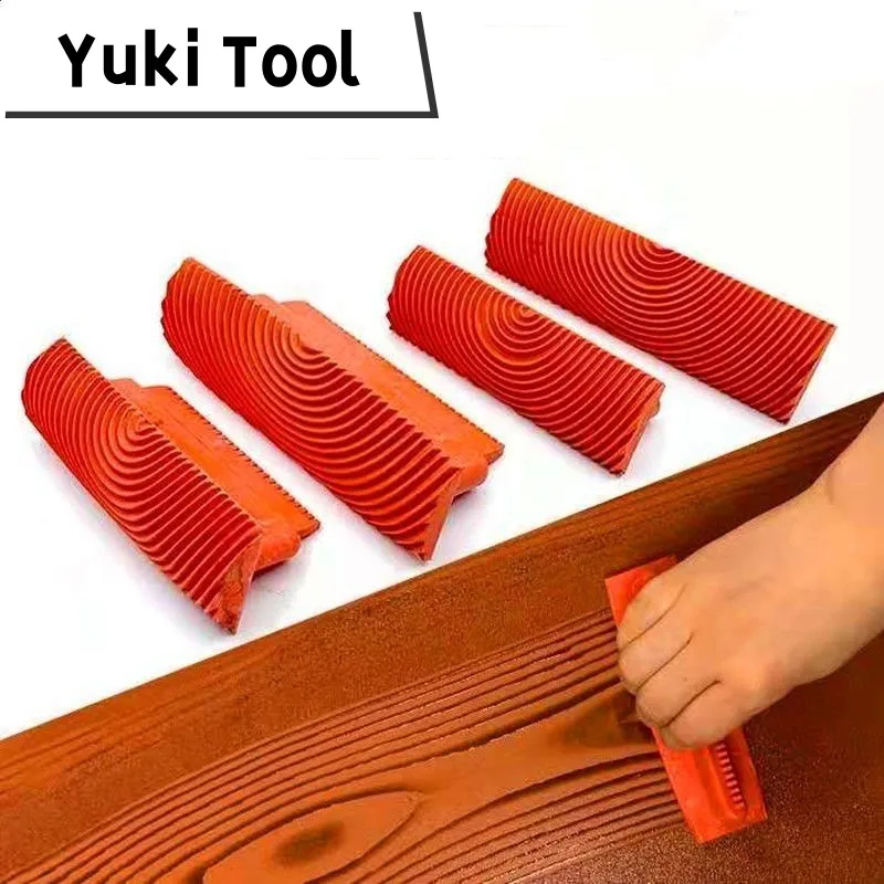 

2Pcs/ set Rubber Roller Brush Imitation Wood Graining Wall Painting Home Decoration Art Embossing DIY Brushing Painting Tools