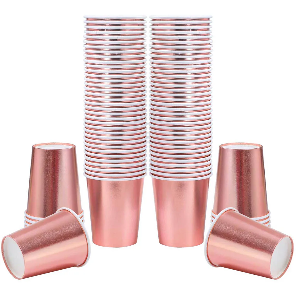 

Cup Rose Foil Disposable Drinking Supplies Cup Packs Party Wedding Cup 9oz Party Gold 100 Birthday Tableware Of Paper