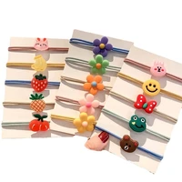 5pcsset cute rubber flower animal fruits cartoon hair ties rope girls accessories elastic hair rubber bands