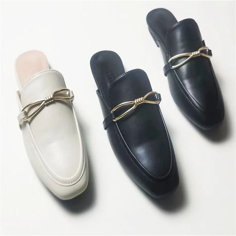 Мюли искусственного интеллекта gudcha Damodos para mujer zapatos planos con hebilla