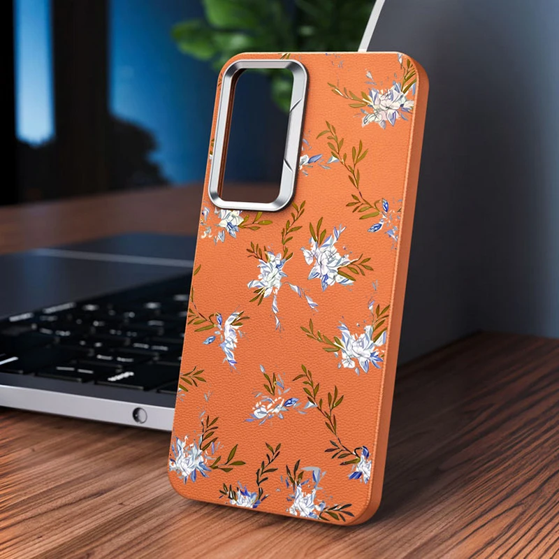 Чехол с серебряным цветком для Samsung Galaxy A55 A54 5G A35 A25 A15 A16 A52 A53 A14 A34 S20 S21 FE S22 S23 S24 Ultra