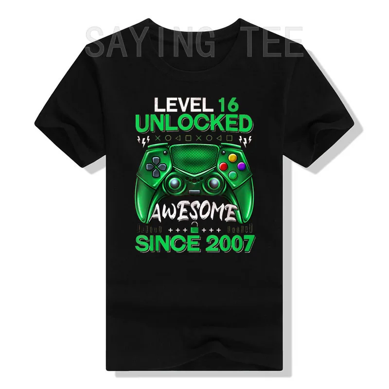 

Level 16 Unlocked 16th Birthday 16 Year Old Boy Gifts Gamer T-Shirt Gift Video Game Lover Graphic Tee Tops Sons B-day Presents