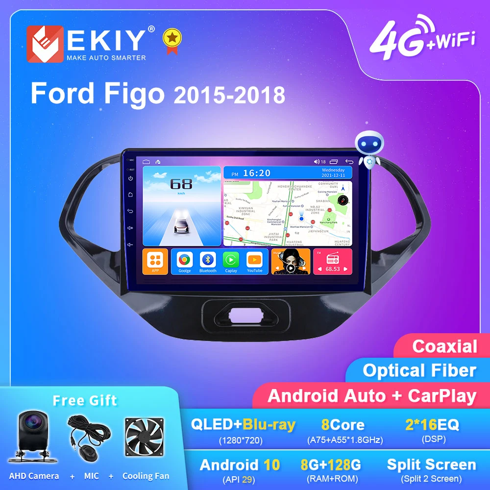 

EKIY T7 DSP Android 10 Car Radio For Ford Figo 2015-2018 Multimedia Player Carplay GPS Navi No 2din Tape Recorder Head Unit DVD