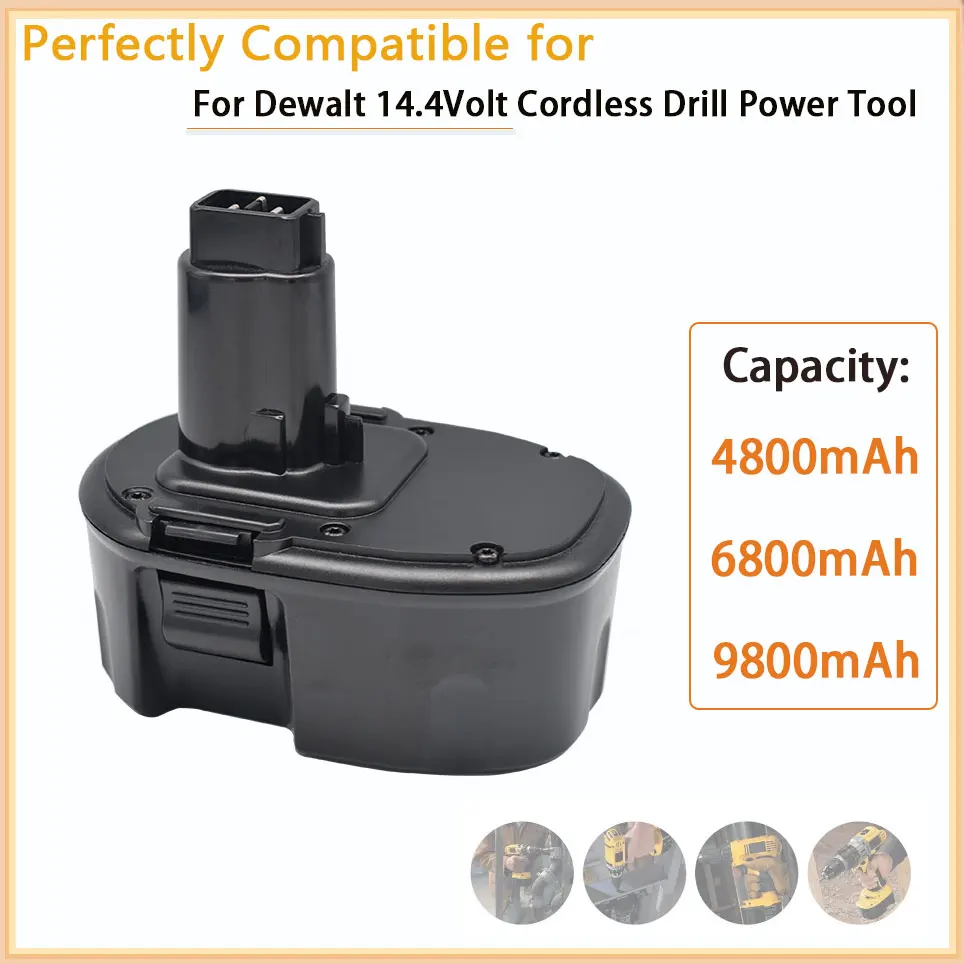 

For Dewalt 14.4V Replacement Ni-MH Battery 4.8Ah 6.8Ah 9.8Ah DC9091 DC9094 DW9091 DE9091 DE9092 Cordless Power Tools