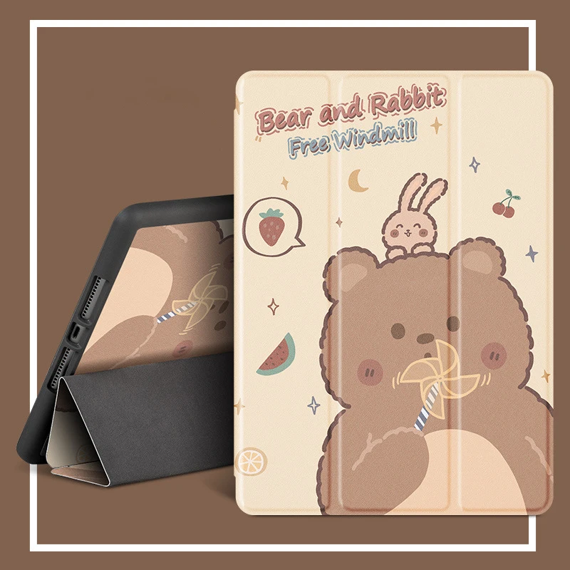 

With Pencil Holder Silicone Case for IPad Pro 10.5 11 Air2 10 2 Mini 5 Case Multi-Fold Protective Cover Tablet Anti-fall Stand