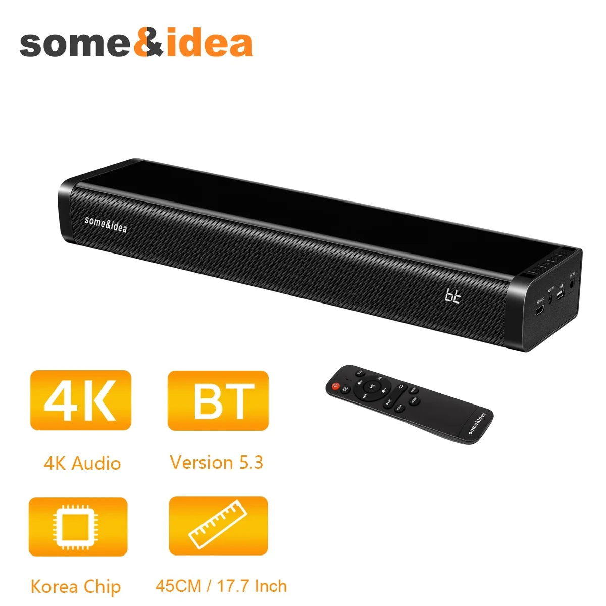 

Soundbars Wireless Mini 45CM 30W RMS Bedroom TV Compatible HDMI ARC Bluetooth 5.3 TV Soundbars 3D Surround 3.5mm USB PC Speaker