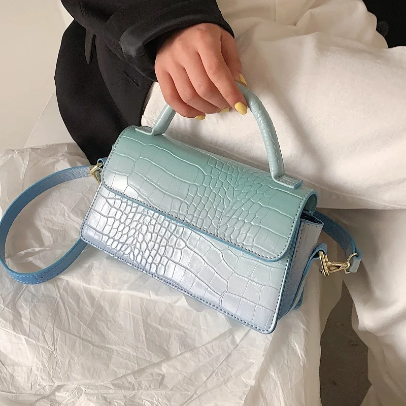 

Stone pattern Small Tote bag 2021 New High-quality PU Leather Women's Designer Handbag Gradient Shoulder Messenger Bag Purses