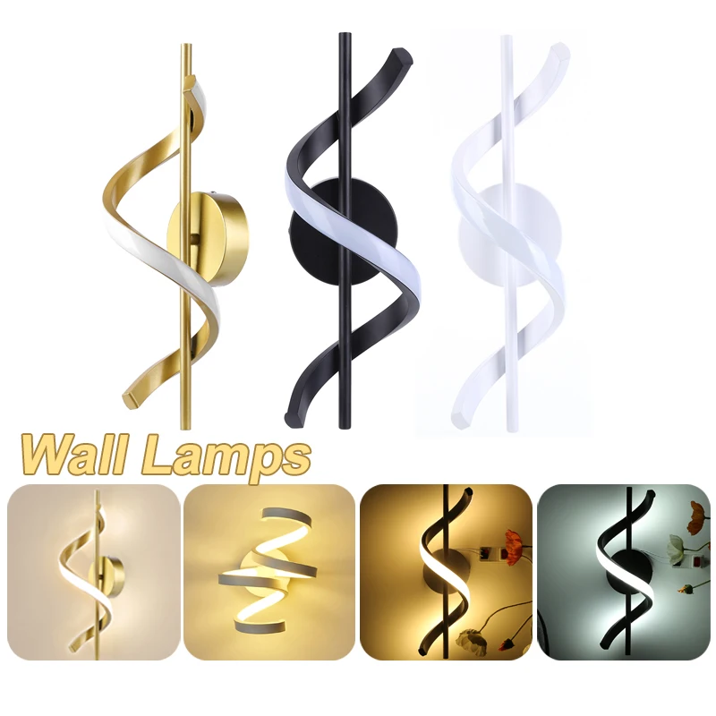 

Metal Modern Spiral Wall Light 110-220V LED Indoor Lamp Living Room Bedroom Bedside Aisle Corridor Wall Lighting Decor Wall Lamp