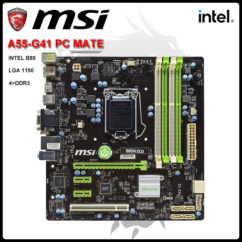 

Материнская плата MSI B85M ECO LGA 1150, материнская плата DDR3 1150, 32 ГБ, Intel B85USB3.0 SATA3 Micro ATX Core i5-4440 intel Φ v3 процессор