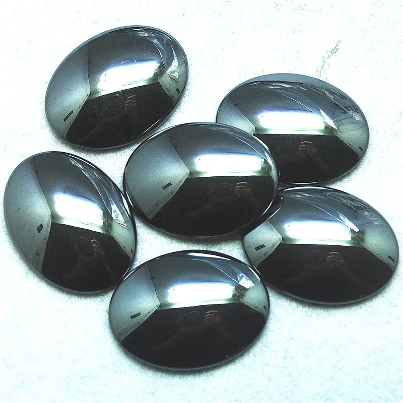 

3PCS Nature Black Hemitate Stone Cabochons Oval Shape 30X40MM DIY Beads Accessories No Hole For Women Pendants Making Findings