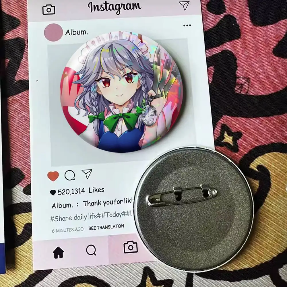 Фото Значок Izayoi Sakuya TOUHOU Project, круглый, 25, 32, 44, 58, 75 мм, для фанатов, подарок друзьям, брошь, сувенир №3
