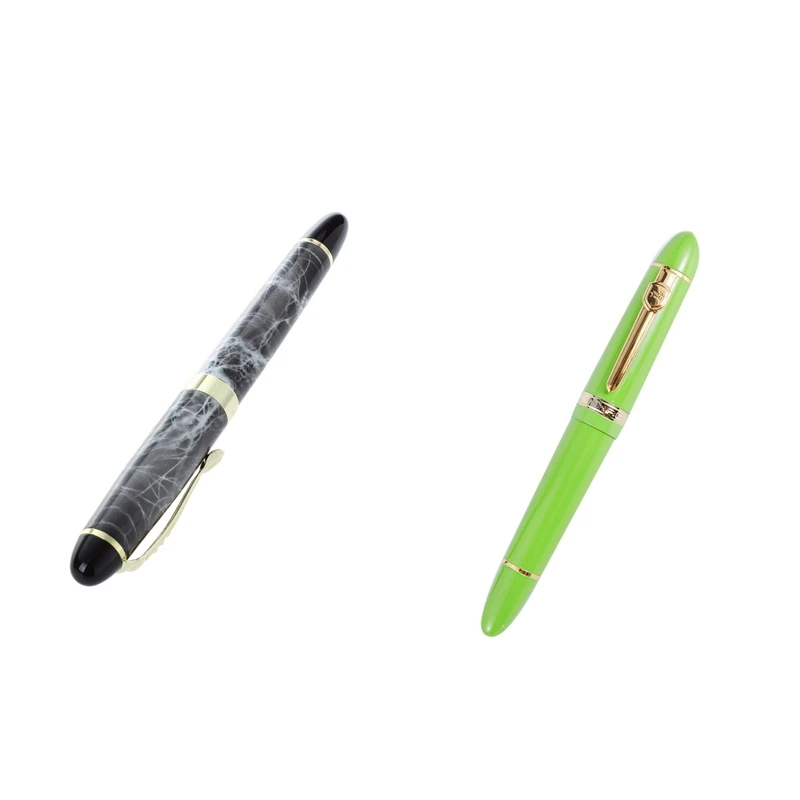 

JINHAO 2PCS X450 18 KGP 0.7mm Broad Nib Fountain Pen Gray with 159 18KGP 0.7mm Medium Broad Nib Fountain Pen Green