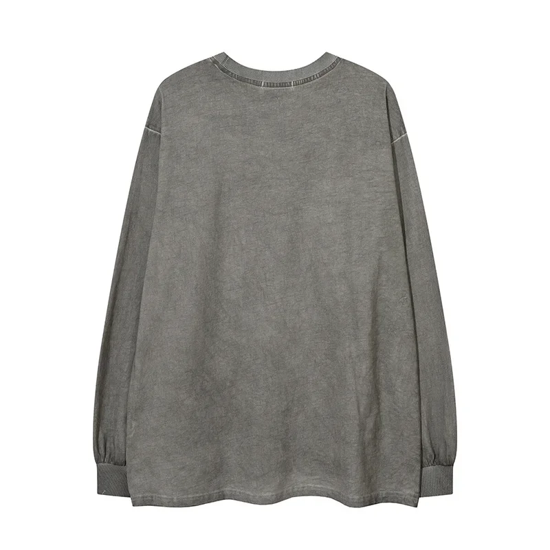 Винтажная свободная футболка большого размера с длинным рукавом в американском