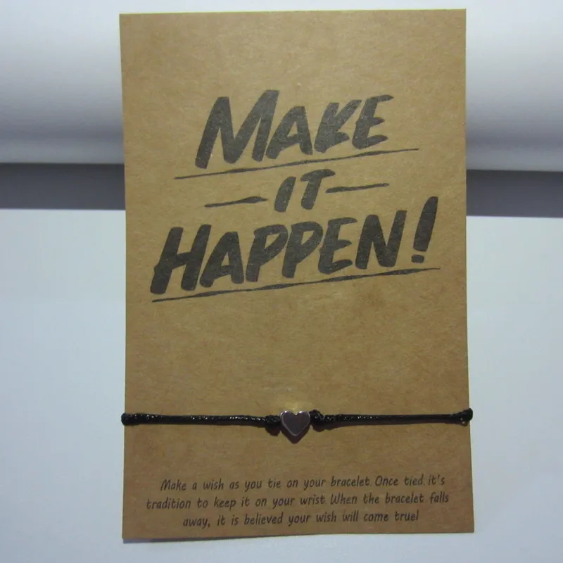 

Handmade Braided make it happen Bracelet For Women Men Charm Lucky Heart Knot Adjustable Friends Girls Valentine's Day Jewelry