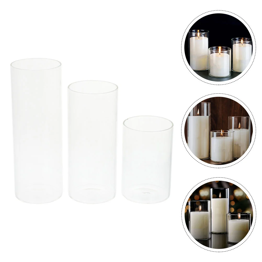 

3 Pcs Wedding Candlestick Dining Room Table Decor Glass Container Holder Clear Tealight Tabletealight Aroma Burner Decoration