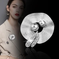 leeker women vintage flowers brooches pins with big gray imitation pearl female jewelry accessories zd1 lk7