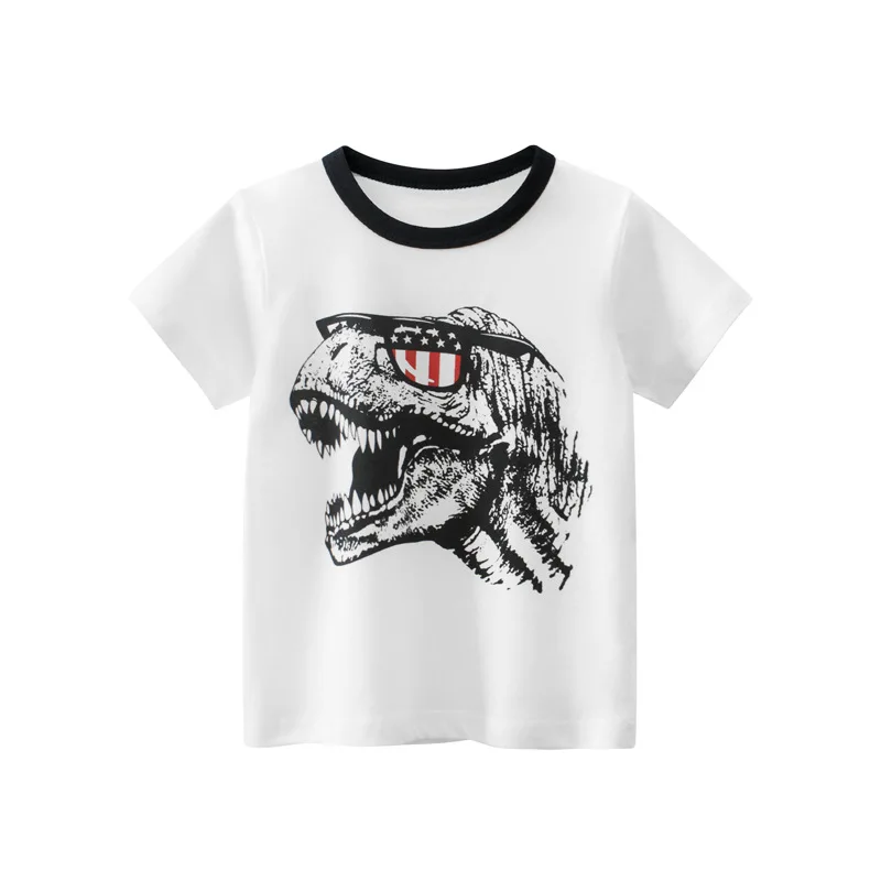 

Boys T Shirt Children Tops Cotton Tshirt Short Sleeves Summer Clothes Print Cartoon Tee White Child Clothing