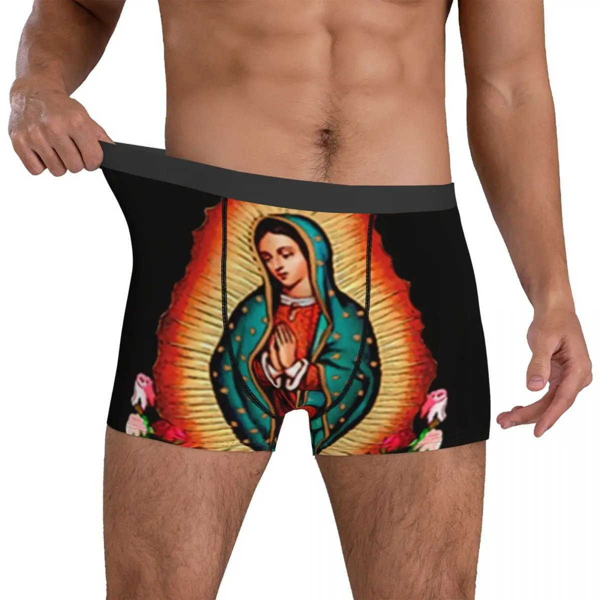 

Virgin Mary Of Guadalupe Underwear Flower Print Men's Shorts Briefs Classic Boxershorts Hot Printed Plus Size Underpants