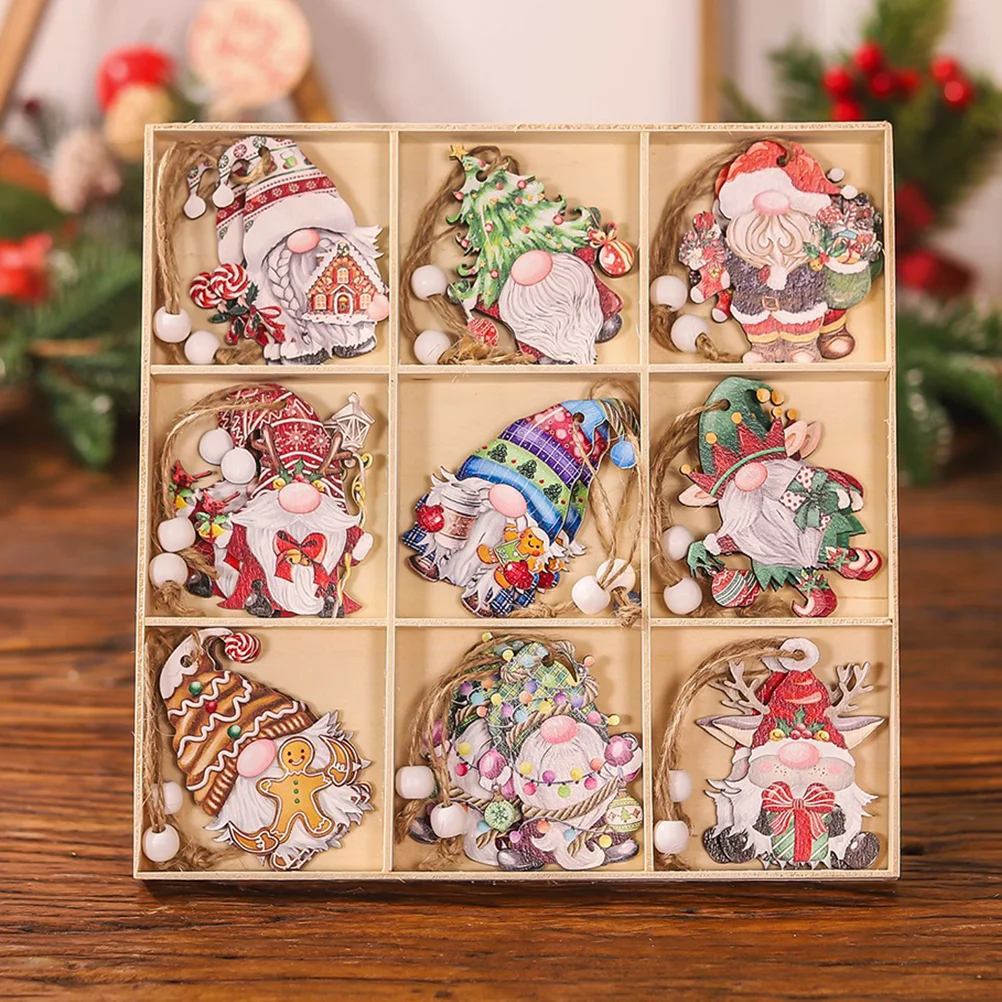 

18 Pcs Christmas Tree Decorations Pendant Hanging Gnome Clearance Ornaments Xmas Wood Shaped Cutouts