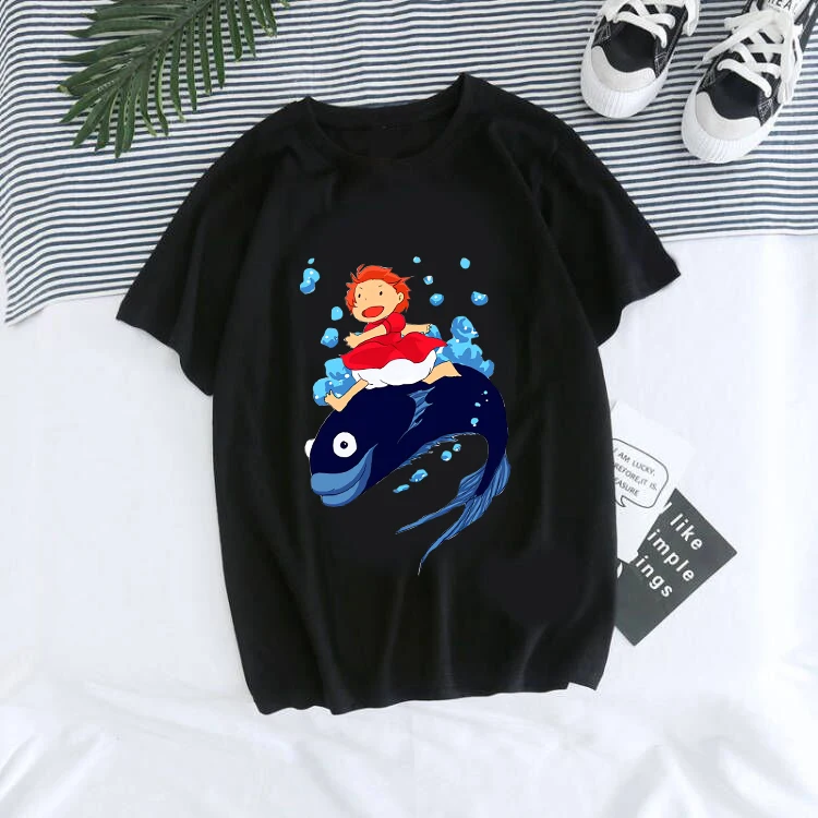 

2023 Ponyo Harajuku T Shirt Women Cute Miyazaki Hayao Tshirt Totoro Funny Cartoon Pop T-shirt Studio Ghibli Kawaii Anime Tees To