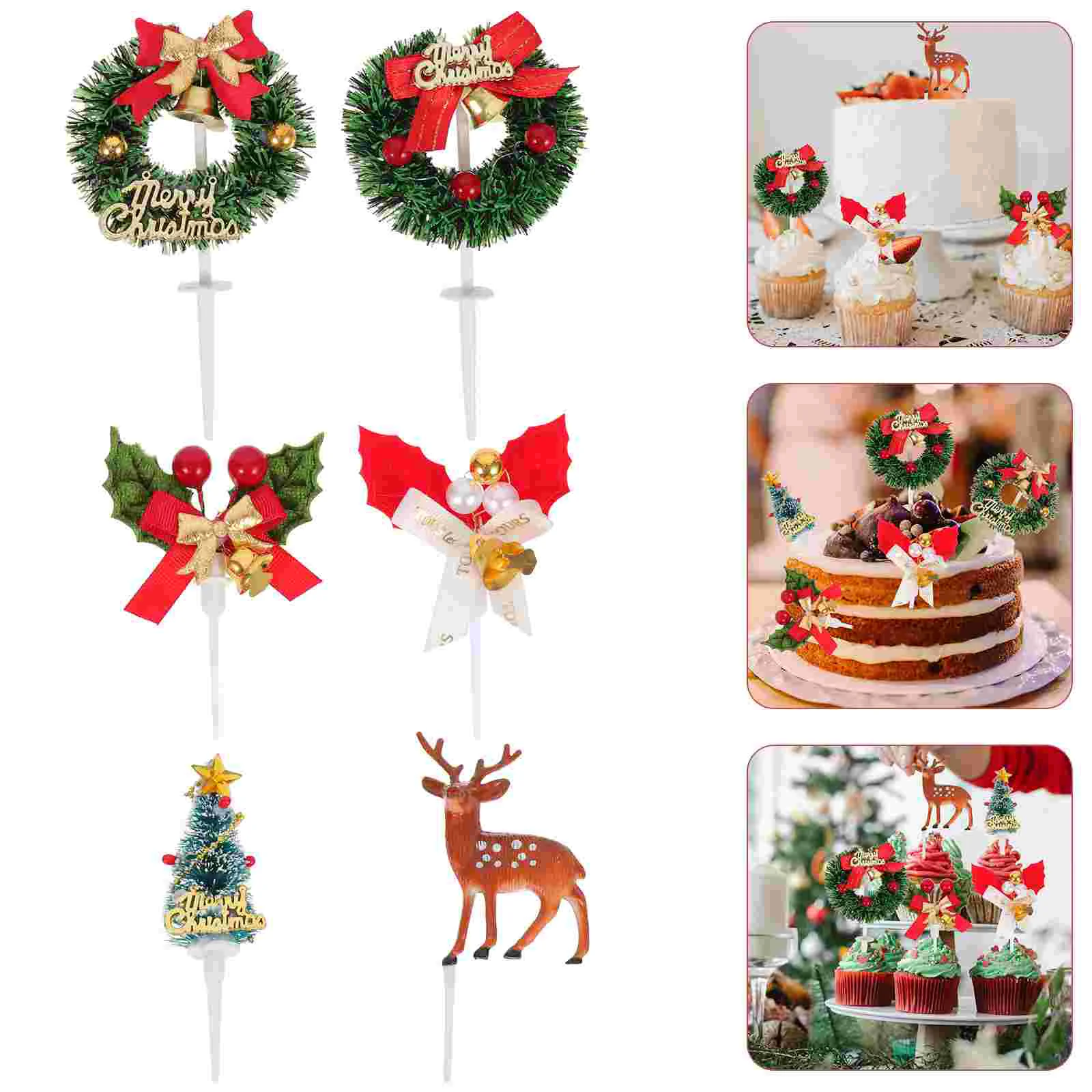 

Cake Decorations Christmasdesigns Cupcake Picks Novelty Holly Fondant Snowman Frills Design Merry Baking Party Decor Favors Kids