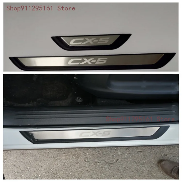 

For Mazda CX5 CX-5 2013-2021 Accessories Car Door Sill Scuff Plate Interior Trim Stainless Steel Protector Plates Cover