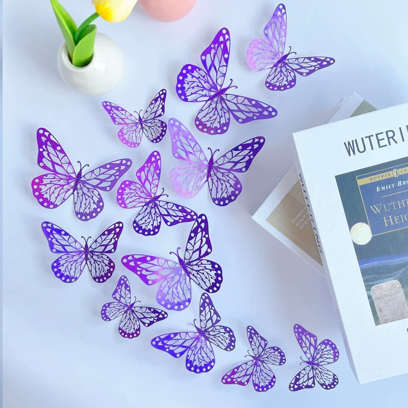 

12 шт. 3D бумажные бабочки наклейки на стену