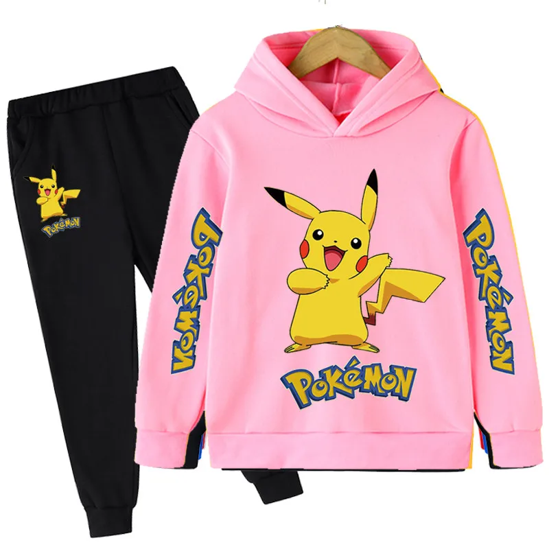 Pokemon Kids Clothes Baby Boys Costume Japan Anime Pokemon Tracksuit Tops Pants 2PCS Children Boy Winter Cotton Outfits Sets