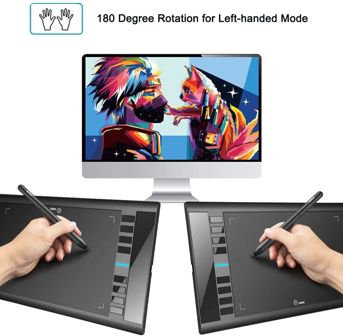 Фото UGEE M708 10X6 дюймовый графический планшет цифровые планшеты для рисования с пассивным стилусом без батареи 8192 работа на Android Windows Mac №5