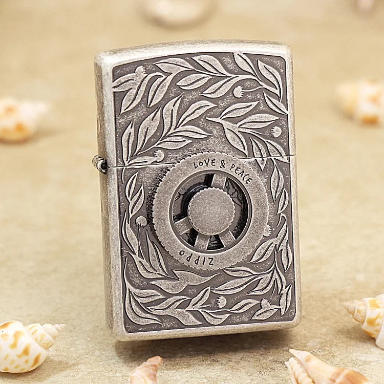 

Оригинальная зажигалка Zippo Love and Peace, медная ветрозащитная сигаретная керосиновая зажигалка, подарок с кодом против подделки
