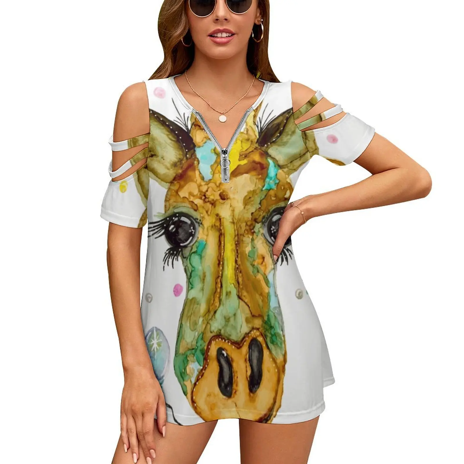 Женская футболка Mazie весенне-летние футболки с принтом различные стили жирафом